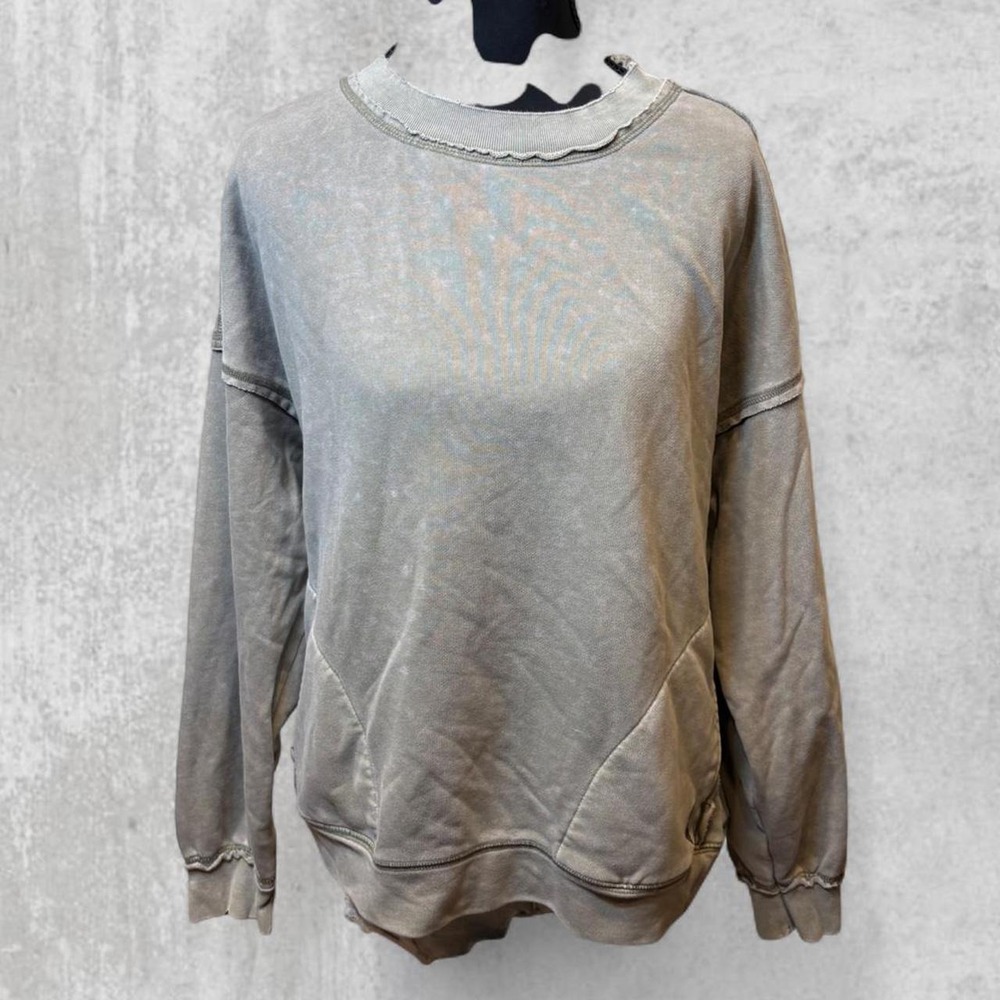 FP Movement Free People Metti Crewneck Sweatshirt Sage Green XS OB1081538